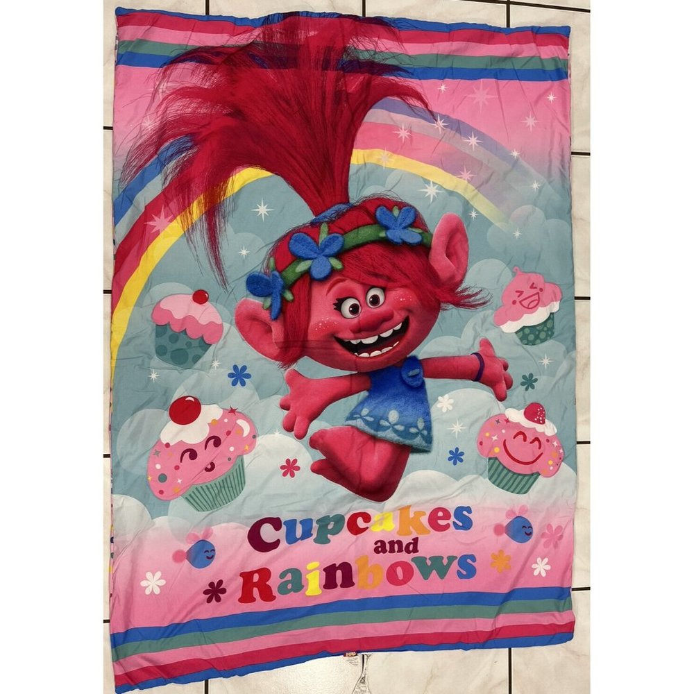 Dreamworks Trolls Crib/Toddler Bed Set 4  Comforter, Flat Sheet, Pillows & Sheet